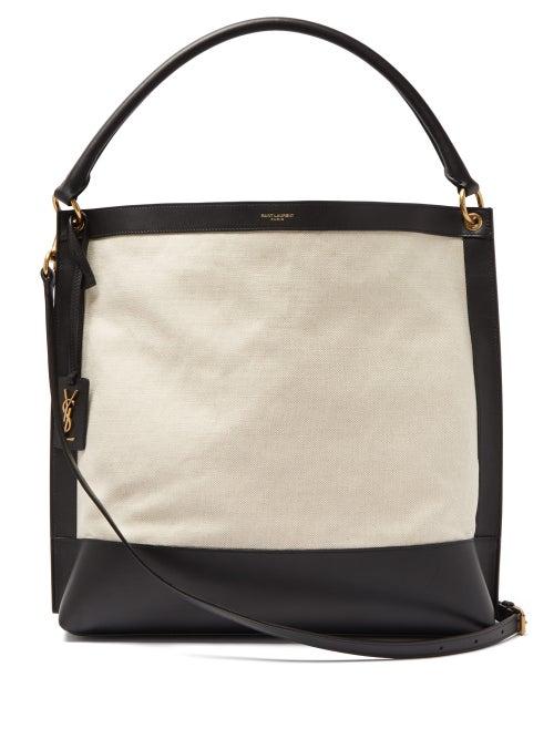 Matchesfashion.com Saint Laurent - Leather-trimmed Cotton-blend Canvas Tote Bag - Womens - Beige Multi