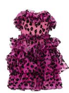 Matchesfashion.com Christopher Kane - Leopard-flocked Ruffled Silk-organza Mini Dress - Womens - Black Pink