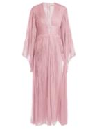 Maria Lucia Hohan Thais Deep V-neck Pleated Silk-tulle Gown