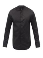 Mens Rtw Giorgio Armani - Collarless Cotton-poplin Shirt - Mens - Black