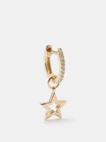 Roxanne First - Star Diamond & 14kt Gold Single Huggie Earring - Womens - Gold Multi