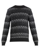 Matchesfashion.com Saint Laurent - Zig Zag Wool Blend Sweater - Mens - Black