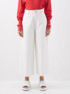 Mm6 Maison Margiela - Cropped Wide-leg Jeans - Womens - Off White