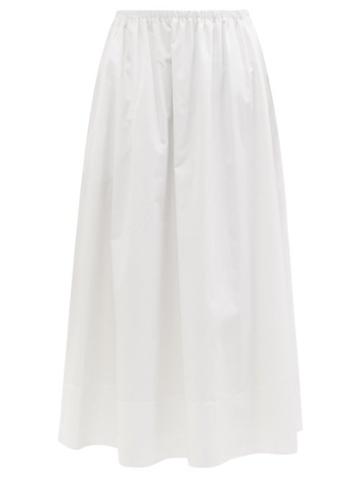 Ladies Rtw The Row - Lili Cotton-poplin Midi Skirt - Womens - Ivory