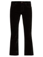Matchesfashion.com Saint Laurent - Mid Rise Velvet Cropped Trousers - Womens - Black