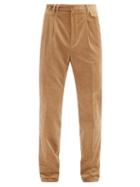Matchesfashion.com Brunello Cucinelli - Pleated Cotton-corduroy Slim-leg Trousers - Mens - Camel