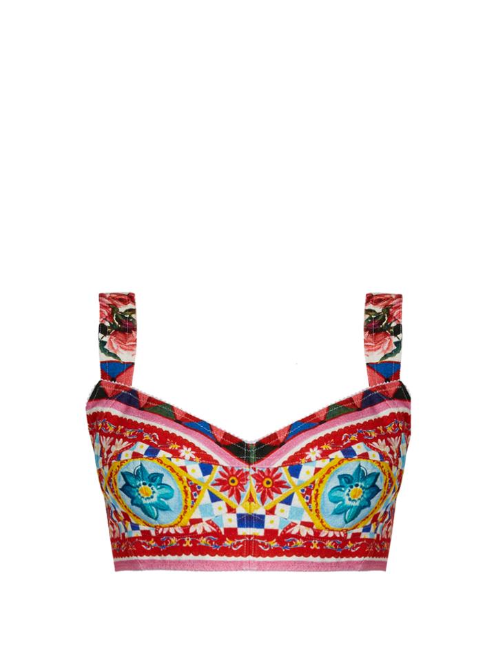 Dolce & Gabbana Carretto-print Cropped Top