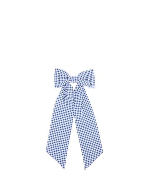 Matchesfashion.com Shrimps - Fortuna Cotton-blend Gingham Hair Bow - Womens - Blue White
