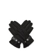 Matchesfashion.com Dents - Guildford Flannel And Leather Gloves - Mens - Black