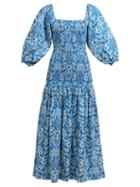 Matchesfashion.com Rhode - Harper Floral Print Poplin Dress - Womens - Blue Print