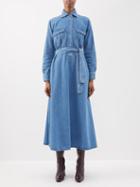 Giuliva Heritage - The Dora Denim Midi Shirtdress - Womens - Dark Denim