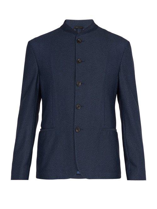 Matchesfashion.com Giorgio Armani - Single Breasted Twill Blazer - Mens - Navy