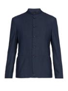 Matchesfashion.com Giorgio Armani - Single Breasted Twill Blazer - Mens - Navy