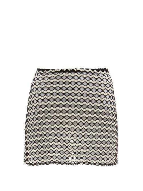 Sara Cristina - Sun Wave-lace Mini Skirt - Womens - Black White