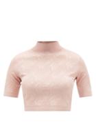 Fendi - Logo-jacquard Jersey Crop Top - Womens - Light Pink