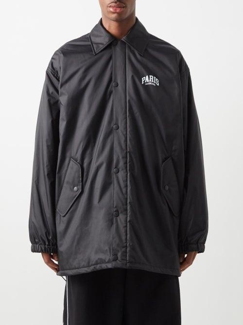 Balenciaga - Paris-print Padded-shell Jacket - Mens - Black
