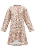 Kika Vargas - Floral-print Cotton-blend Mini Shirt Dress - Womens - Pink