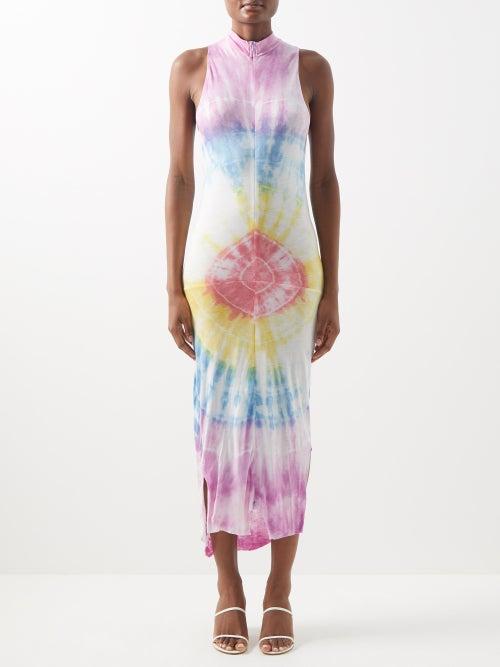 Conner Ives - Tie-dye Cotton-jersey Midi Dress - Womens - White Multi
