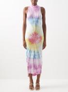 Conner Ives - Tie-dye Cotton-jersey Midi Dress - Womens - White Multi