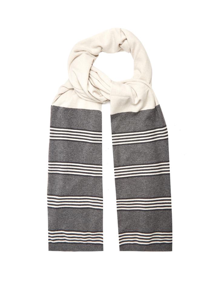 Brunello Cucinelli Striped-panel Cashmere Scarf