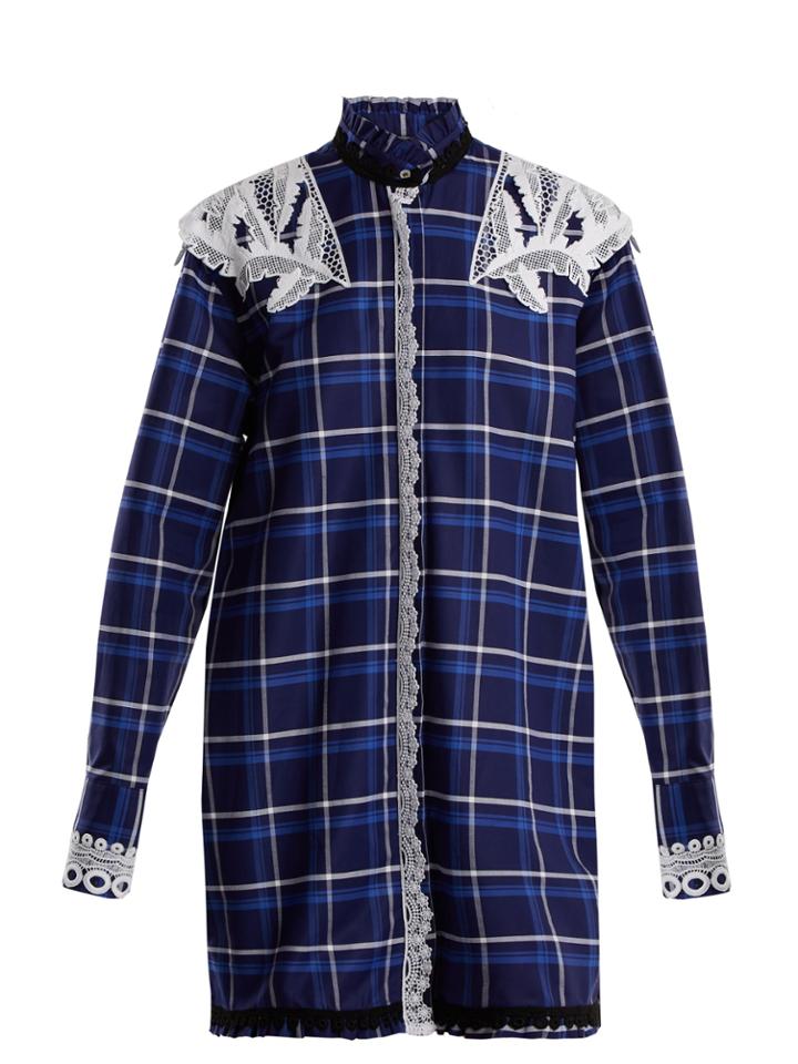 Msgm Lace-embellished Cotton Shirtdress