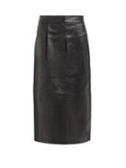 Matchesfashion.com Tibi - Leather Pleated Midi Skirt - Womens - Black