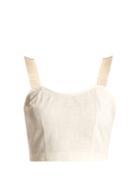 Staud Coco Raffia-trimmed Linen Blend Cropped Top