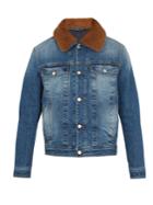 Ami Contrast Shearling-collar Denim Jacket