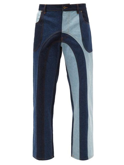 Ahluwalia - Low-rise Patchwork Recycled Jeans - Mens - Blue