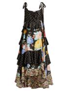 Attico Carmen Floral And Star-print Satin Dress