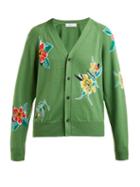 Matchesfashion.com Toga - Floral Intarsia Wool Cardigan - Womens - Green