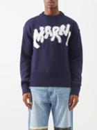 Marni - Logo-intarsia Wool-blend Sweater - Mens - Navy White
