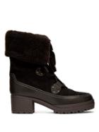 Matchesfashion.com See By Chlo - Suede Shearling Lined Block Heel Boots - Womens - Black