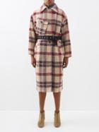 Isabel Marant Toile - Laurie Belted Check Wool-blend Coat - Womens - Beige Multi