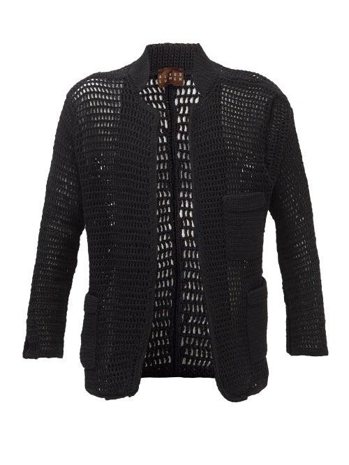 Albus Lumen - Single-breasted Cotton-crochet Blazer - Womens - Black