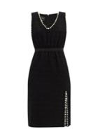 Matchesfashion.com Giambattista Valli - Faux Pearl-trimmed Cotton-blend Tweed Midi Dress - Womens - Black