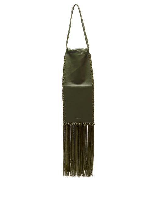 Matchesfashion.com Jil Sander - Fringed Leather Shoulder Bag - Womens - Khaki Multi