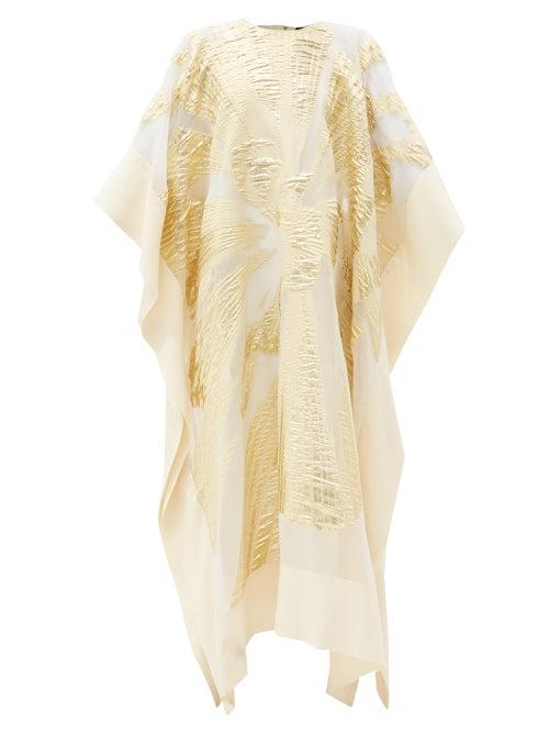 Taller Marmo - Los Corales Emboridered-chiffon Kaftan Dress - Womens - Ivory Multi