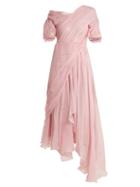 Matchesfashion.com Preen By Thornton Bregazzi - Moira Asymmetric Silk Chiffon Dress - Womens - Pink