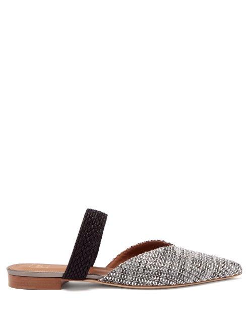 Matchesfashion.com Malone Souliers - Maisie Point-toe Woven Mules - Womens - Silver