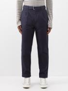 Officine Gnrale - Hugo Pleated Organic-cotton Trousers - Mens - Navy