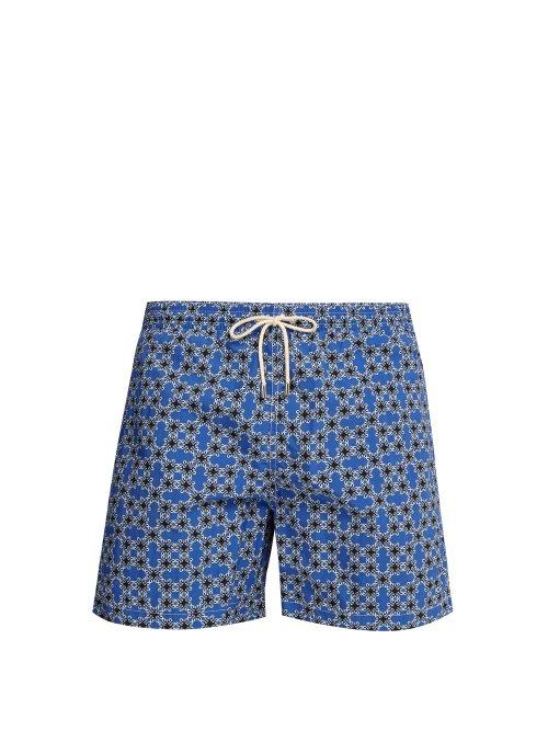 Matchesfashion.com Le Sirenuse, Positano - Micro Pattern Printed Swim Shorts - Mens - Blue Multi