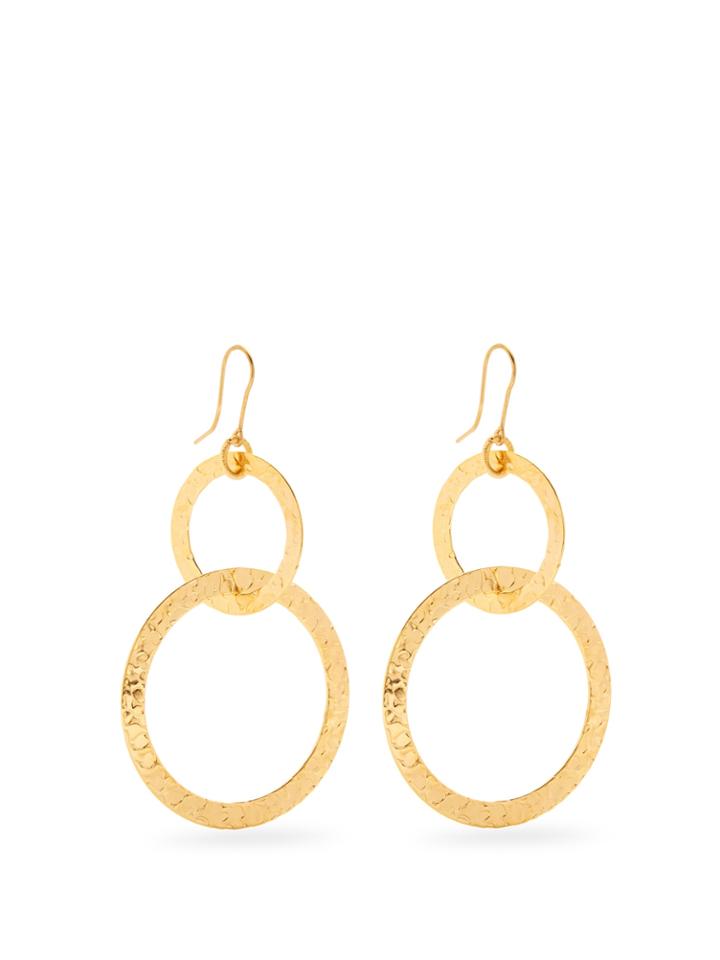 Sylvia Toledano Textured Gold-plated Hoop Drop Earrings
