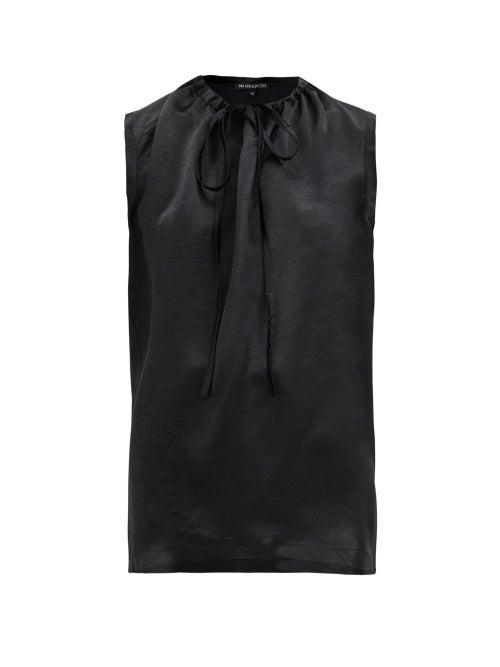 Matchesfashion.com Ann Demeulemeester - Tie-neck Satin Blouse - Womens - Black