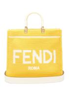 Fendi - Sunshine Logo-jacquard Crochet Tote Bag - Womens - Yellow