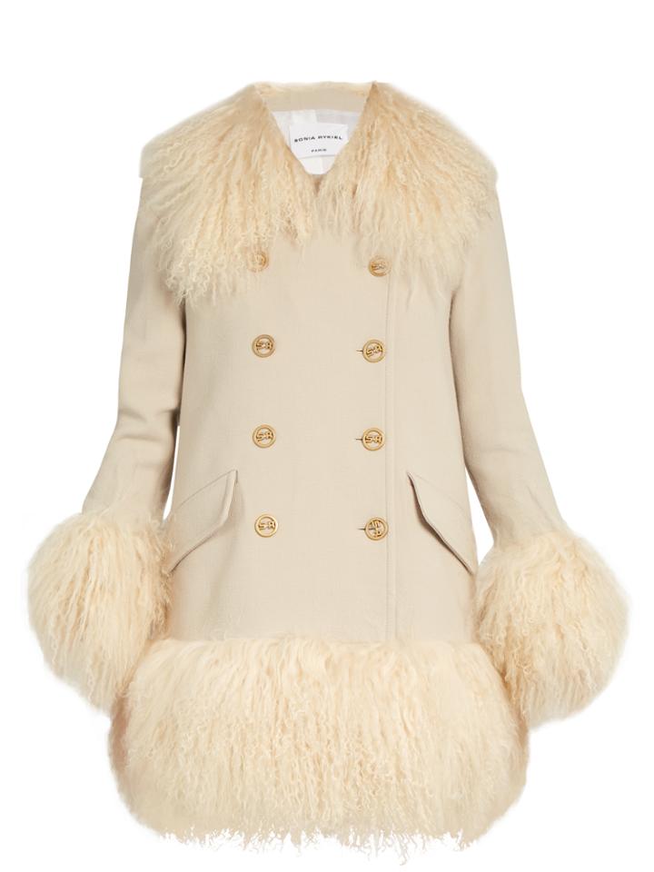 Sonia Rykiel Wool-crepe And Shearling Coat