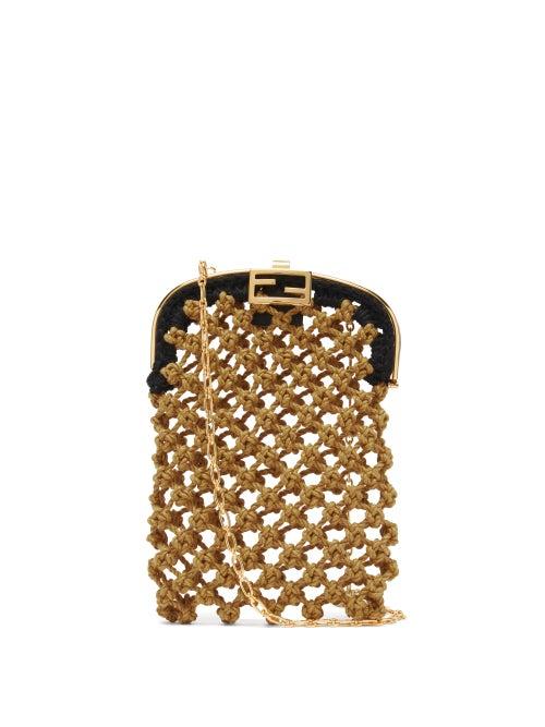 Matchesfashion.com Fendi - Bijou Crochet Clutch Bag - Womens - Black Brown