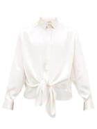 Matchesfashion.com Saint Laurent - Tie-front Silk-charmeuse Shirt - Mens - White