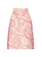 Matchesfashion.com Dolce & Gabbana - A Line Floral Brocade Knee Length Skirt - Womens - Pink White