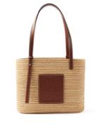 Loewe - Anagram-logo Leather-trim Raffia Basket Bag - Womens - Tan Multi